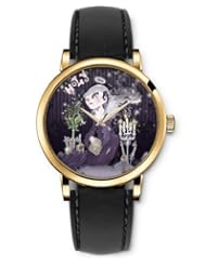 SPRAWL Aanalog Fashion Series Gold Ladies Watches of Genuine Black Leather Strap,Unique Wrist Watch for Women Girls Designed with Witch on a dinner