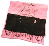 Vietnamese Embroidered Silk Scarf Pink