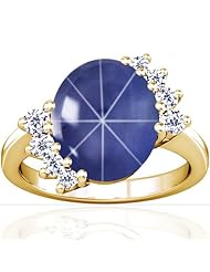 18K Yellow Gold Oval Cut Blue Sapphire Fana Designer Ring