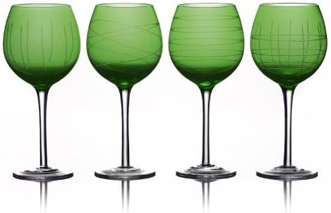 Fifth Avenue Medallion Goblets, Green, Set of 4