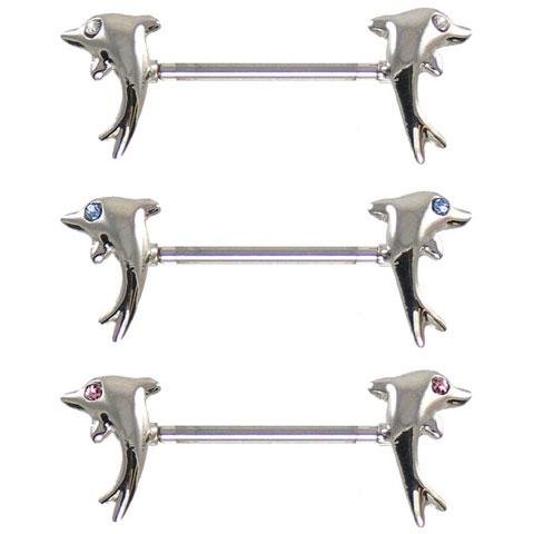 Body Accentz™ Nipple Ring Bars Dolphin Body 