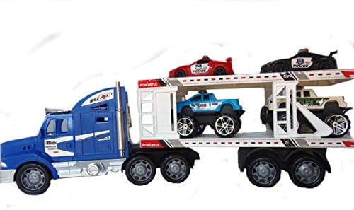 Friction Powered Semis With 4 Cars Transfer Truck Whit Cars, Toy:39