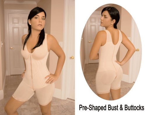 Vedette Mid-Thigh Body Shaper with Bra (SIZE SMALL) Body Suit for women - slims waist!by Vedette (Bodysuit flattens stomach, trims waist and makes you appear thinner!) - Girdle Shaper can be used as a postpartum girdle for postpartum support body shaper for women! - Great Gift Idea - Best Seller!