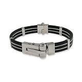 Men's Stainless Steel & Rubber Techno Bracelet