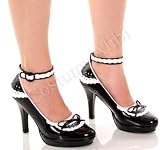 Pleaser Brand Maid-21 Sexy French Maid Costume 4 High Heel Black & White Shoes with Ankle Strap