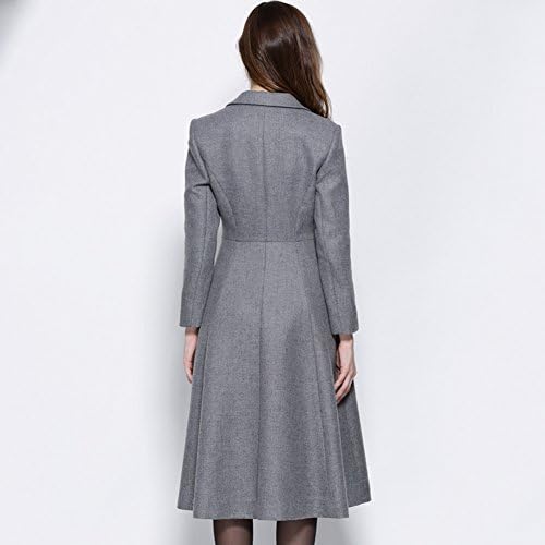 Weartime Women's Long Sleeves Skirt Solid Wool & Blends Winter Coat Gray L