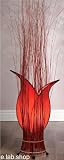 Two Leaf Red Lotus Rattan Floor Table Lamp Light