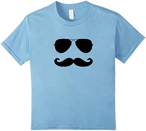 Kids Mustache Sunglasses Tshirt 8 Baby Blue