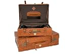 D'AOSTA PORTICO 2 PIECE VINTAGE LEATHER LUGGAGE TRAVEL SUITCASE