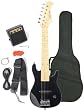 Barcelona Kid Series Electric Guitar with 5-Watt Amp, Gig Bag, Strap, Cable, Strings, Picks, and Wrench - Black
