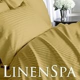 LinenSpa 800-Thread-Count STANDARD GOLD Egyptain Cotton STRIPED PILLOWCASE Set