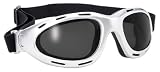 Dyno Silver Sports Motorcycle Goggles With Polycarbonate Smoke Lens
