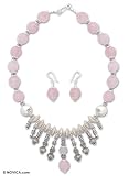 Garnet and quartz jewelry set, 'Rose Cross' 2