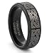 8MM Tungsten Carbide Black Celtic Greek Mens Wedding Band Ring