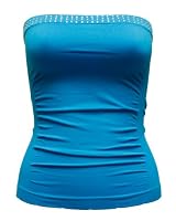 Ladies Blue Seamless Stone Set Tube Top