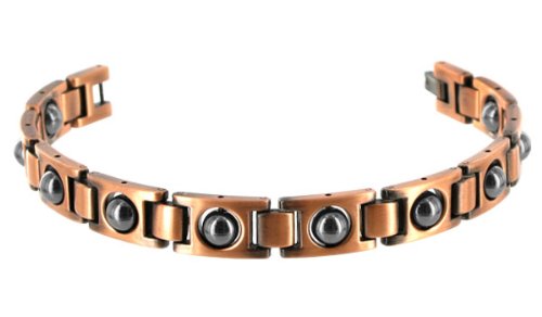 10 MM Wide Copper Clad Hematite Balls Magnetic Link Bracelet 8