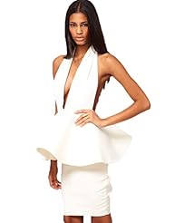 Sexy V-neck Halter Cocktail Nylon/Rayon/Spandex Peplum Bandage Dress/Club Dress/Party Dress/Mini Dress 