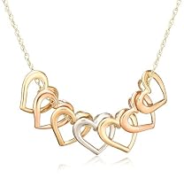 \#8 10k Tri-Tone Gold Open Hearts Necklace