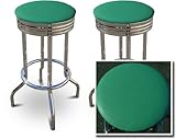 IMAGE OF 2 Everglade Turquoise Vinyl 29'' Specialty Chrome Barstools Bar Stools