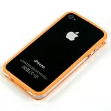 i-Beans 「全28色」iPhone 4S用バンパーケース　(Soft+Hard)シリコン+プラスチック 　オレンジ+クリア　Bumper Case for アイフォン4S　USB充電ケーブル付 (1840-2)