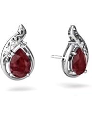 Genuine Ruby 14kt White Gold Filligree Earrings