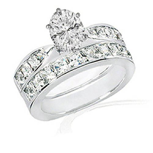 2.40 Ct Oval Shape Diamond Bridal Wedding Rings Set 14K