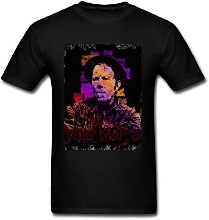 Jsder Men's Customized Tom Waits Design Tee Shirt Black