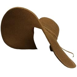 UPF Sun Beach Solid Hat Floppy 8" XL Brim Shape Brown