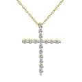 $59.99 - 14k Gold Diamond Shared-Prong Cross Pendant (1/4 cttw)