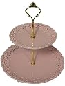 "Battenburg - Princess Pink" Two Tier Cookie Tidbit Tray - Perfect for Tea Parties!