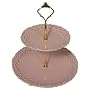 "Battenburg - Princess Pink" Two Tier Cookie Tidbit Tray - Perfect for Tea Parties!