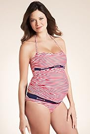 Maternity Nautical Striped Bandeau Tankini Top