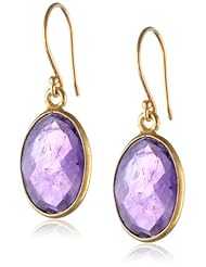 Faceted Bezel Gold Plated Sterling Silver Earwire Drop Earrings