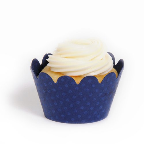 Dress My Cupcake Maya Mini Navy Blue Cupcake Wrappers, Set of 18