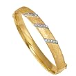 14K Yellow Gold Diamond Accent Bangle Bracelet - 7.5 inches