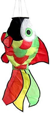 DYP Outdoor Patio Garden Decorative Hanging Fish Windsock 45" with Spinner Hook