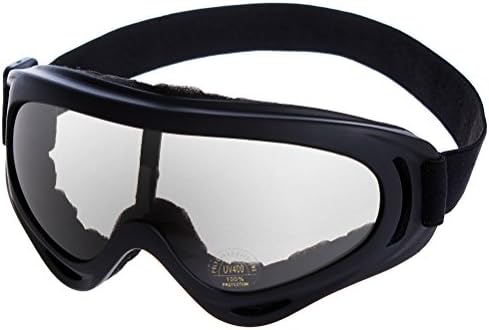 Fitmon Unisex Windproof Ski Goggles Fog-resistant Bendable Anti-Impact UV Protective Motorcycle Biking Glasses with Case Cleaning Cloth Clear Safety for Outdoor Sports Riding Skiing (Clear)