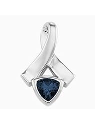 14K White Gold Trillion Cut Sapphire Pendant -- LIFETIME WARRANTY