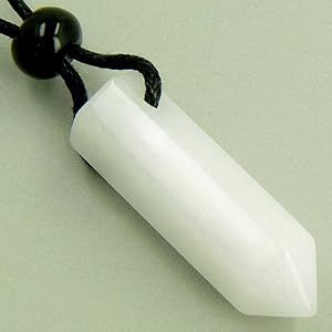 Lucky Crystal Point Pendant Necklace in White Jade Gemstone