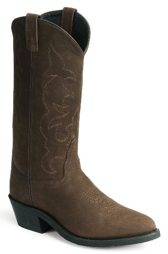 Old WestMen's Stitched Cushioned Round Toe Cowboy Western Boots, Distress, 12