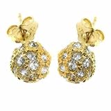 Vintage-Inspired Vermeil (Gold over Silver) Earrings Encrusted with Simulated Diamond CZ