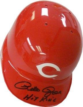 Pete Rose signed Cincinnati Reds Mini Batting Helmet Hit King- Mounted Hologram - Autographed MLB Helmets and Hats