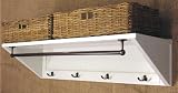 Cream Southwold Wooden Shelf with Wicker Baskets & Coat Hooks