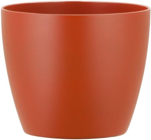 Borna European Tapered Cylinder Planter, 8" diameter x 6.8" height, Tangerine Finish