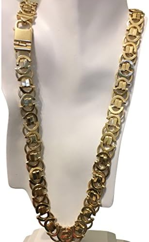Heavy Byzantine Flat King's link 14k Gold Chain with Bracelet with Free VI STAR Cleaning cloth