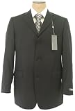 Kenneth Cole - Kenneth Cole Mens Single Breasted 3 Button Black Pinstripe Wool Suit - Size 46R