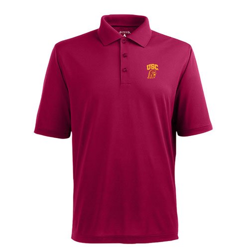 USC Trojans Polo - NCAA Antigua Mens Pique Xtra-Lite Cardinal Red