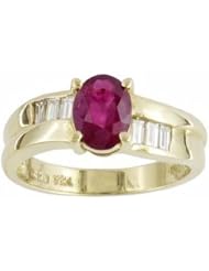 14K Yellow Gold Ruby and Diamond Ring -- LIFETIME WARRANTY