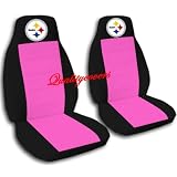 2 Black and Hot PInk Pittsburgh seat covers for a 2007 to 2012 Chevrolet Silverado.... by Designcovers