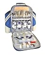 Deluxe Four Person Picnic Backpack in Two Tone Azur Blue